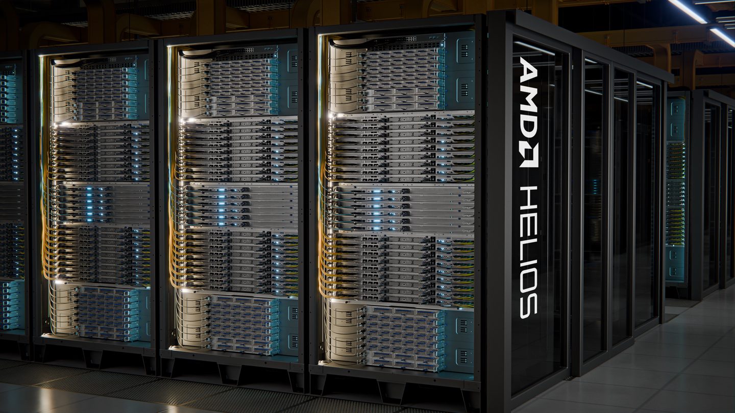 AMD-ის Helios თაროს მასშტაბის AI სისტემა, წარდგენილი „Advancing AI 2026"-ზე