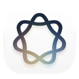 Apple Intelligence-ის ლოგო — ფერადი სპირალური ნიშანი მუქ ფონზე