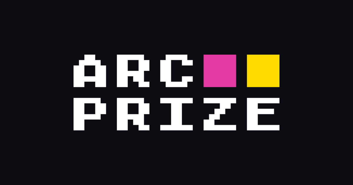 The ARC Prize logo — pixel-style lettering reading ARC PRIZE with two colored squares, on a dark background.