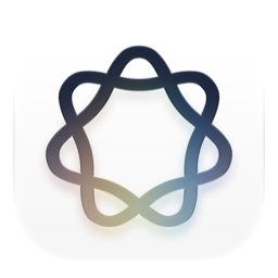 Apple Intelligence-ის ლოგო — ფერადი სპირალური ნიშანი მუქ ფონზე