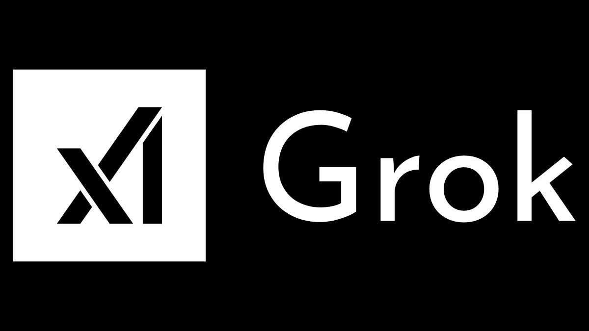 The Grok logo — the xAI wordmark next to the Grok name in white on black